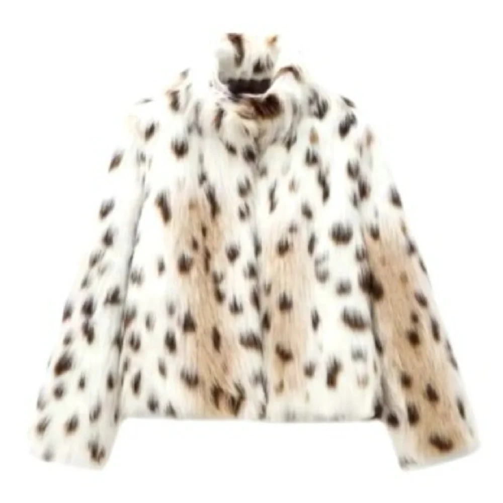 Zara White and Brown Faux Fur Jacket - Picture 5 of 13